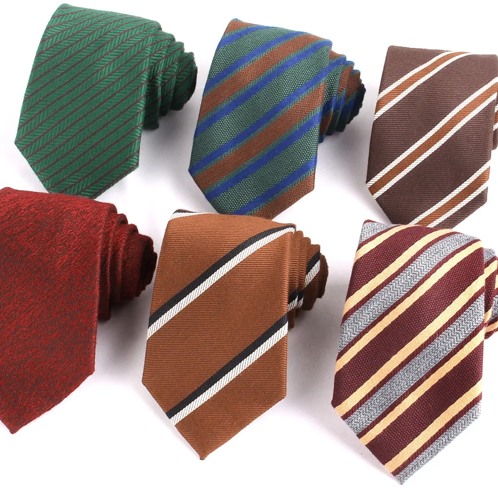 Soft Fabric Stripes Ties For Men Women Fashion Casual Maillard Color Series Green Series Neckties For Wedding Daily Wear Gifts