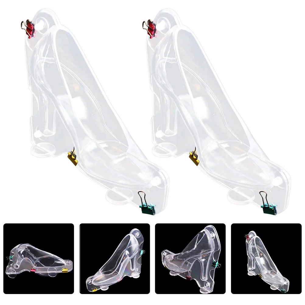 

2pcs Clear Chocolate Multi-Grid Candy Mold Reusable Plastic Baking Tool For Diy Chocolate Making Smooth Edges Creative High Heel