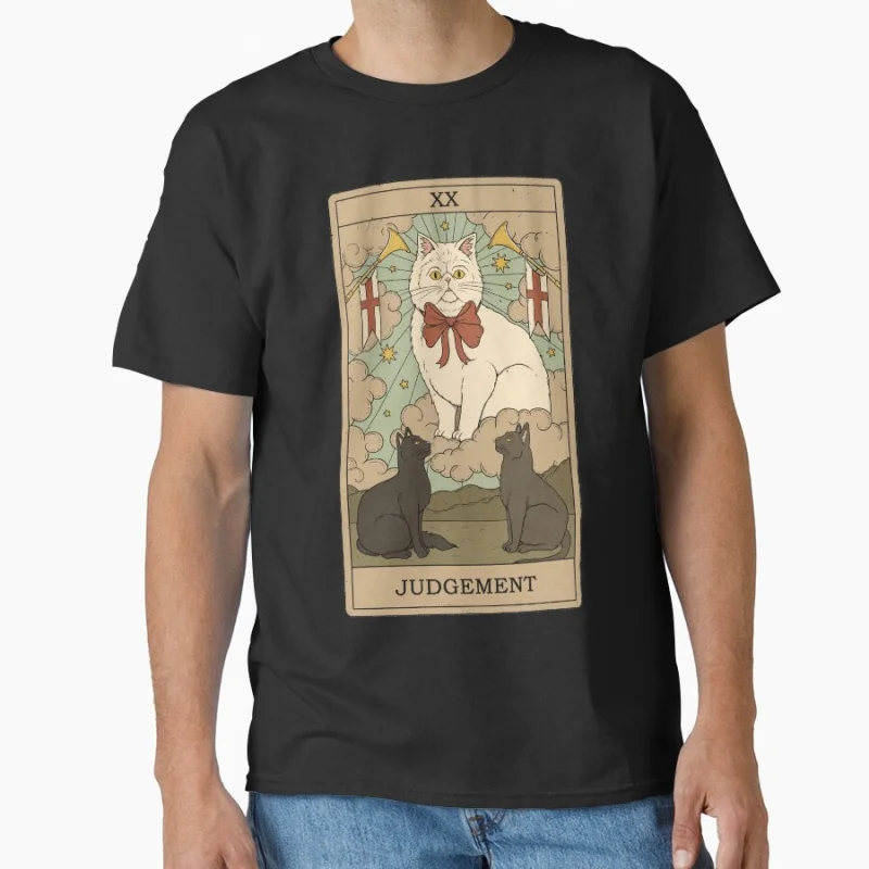 

Judgement Vinage Tarot Card Cat Funny magical cats cute pet Gift T shirt for men large size Adult Tops S-6XL mens clothing