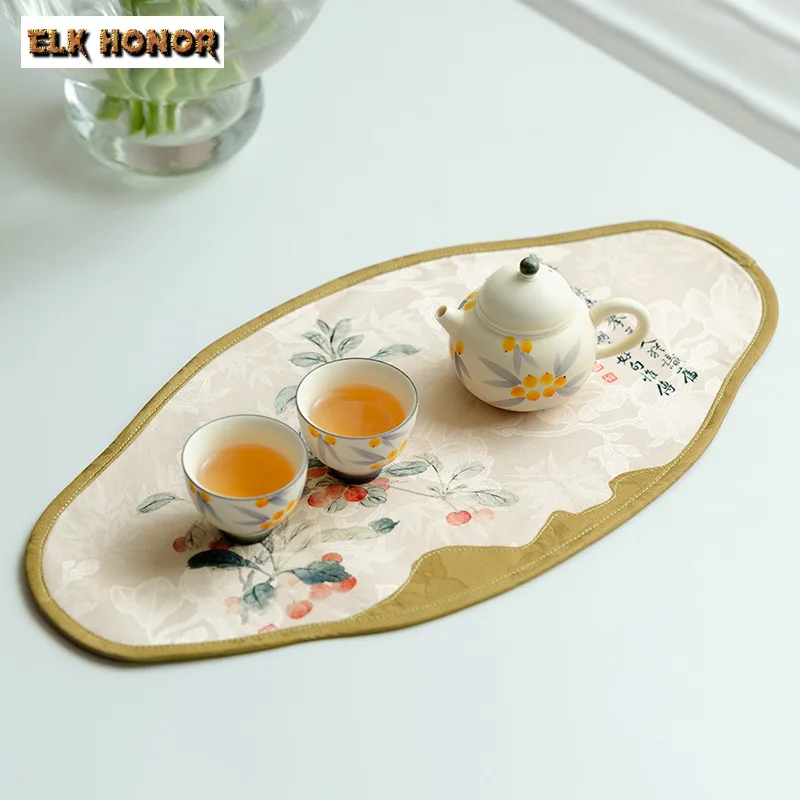 Chinese Watered Gauze Begonia Art Tea Banquet Special Tablecloth Tea Table Professional Flag Absorbent Clay Tea Mat Tea Ceremony