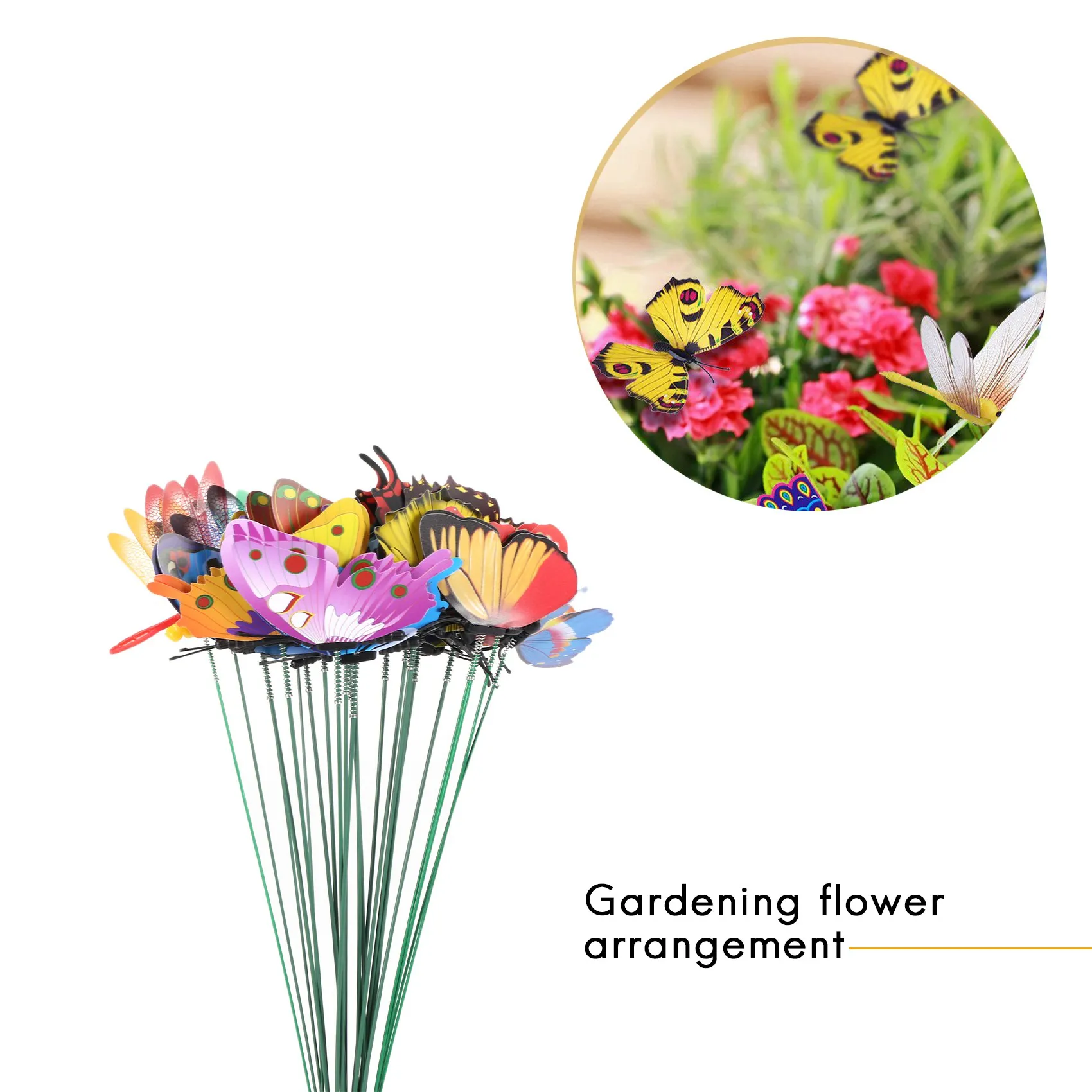 A50I 20 قطعة من أوتاد فراشات الحديقة و4 قطع أوتاد اليعسوب زينة الحديقة لتزيين حفلات الفناء، توتا