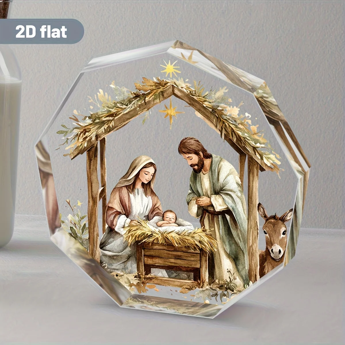 CIFBUY Acrylic Nativity Scene 2D Mary Manger Religious Desktop Decor Christian Gift No Electricity Needed Home Ornament