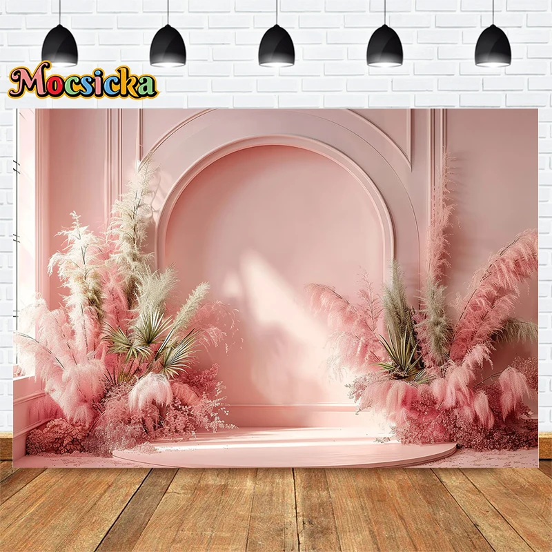 Mocsicka Photography Backdrops Wedding Party Arches Pampas Grass Backgrounds Adult Kids Portraits Photo Banners Studio Props