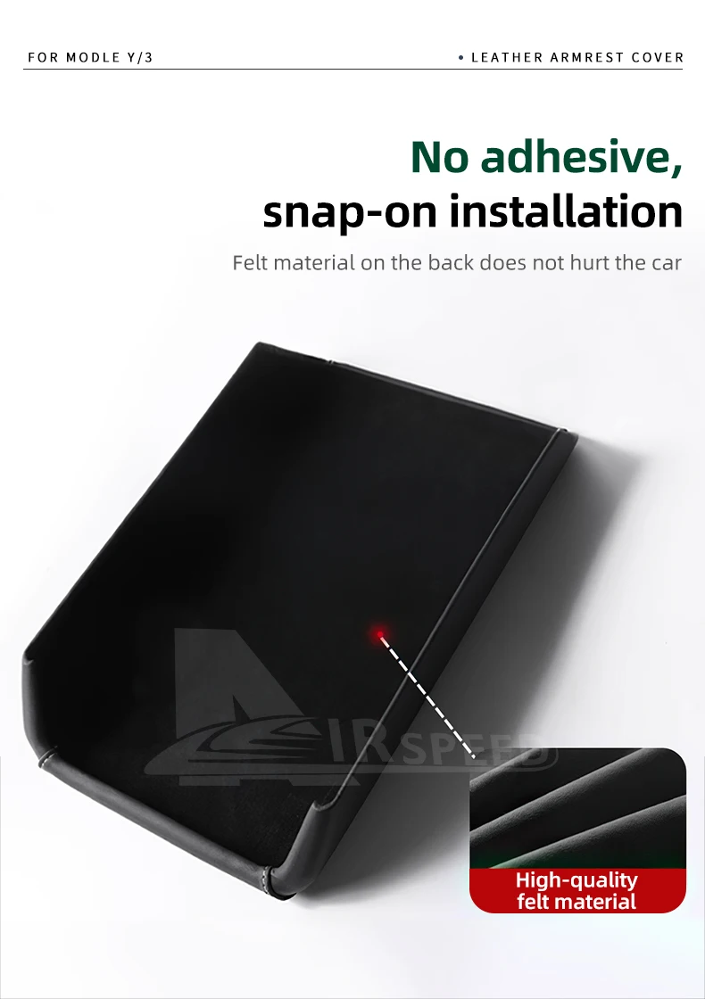 Leder-Armlehnenbox-Schutzabdeckung aus ABS für Tesla Model Y Juniper 2025 2026 2027 Model 3 2017-2023 Highland 2024 Armlehnenkasten-Deckel – Detail 6