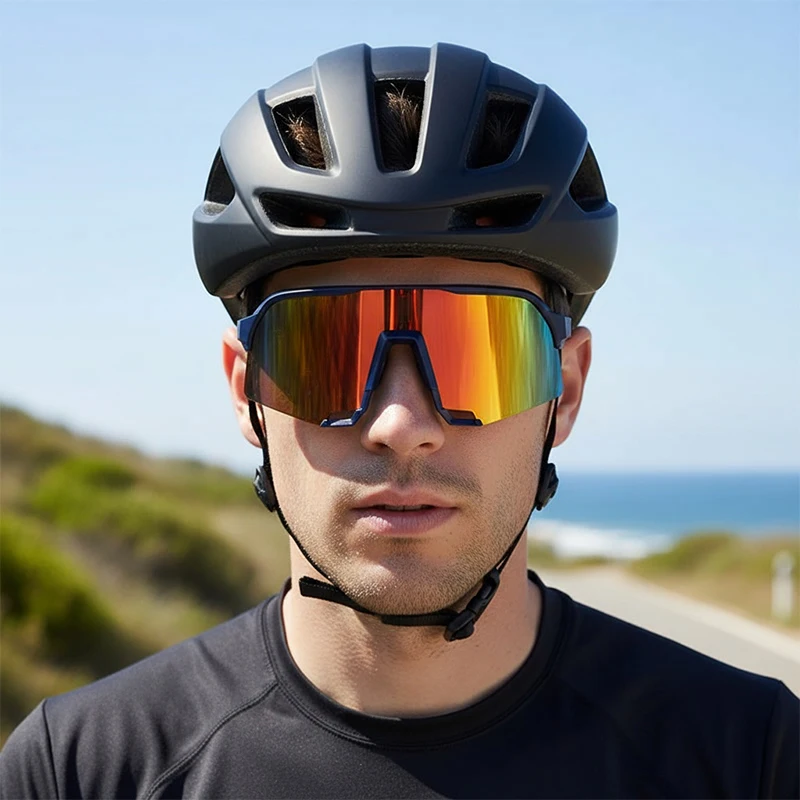 New Outdoor Windproof Cycling Glasses All-In-One Eye Protection And Sun Protection European-Style Running Sports Sunglasses 113