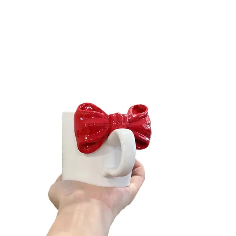 

Ladies cute mug bow ceramic cup couple gift drinking cup high value ceramic coffee oat cup