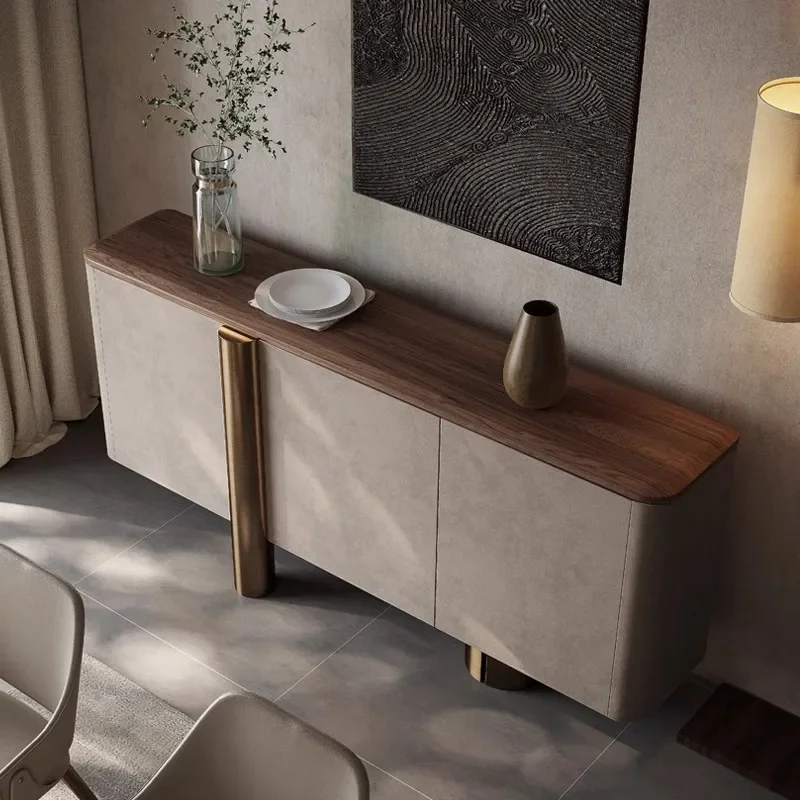 

Modern light luxury solid wood dining side cabinet villa whole house custom living room series North American