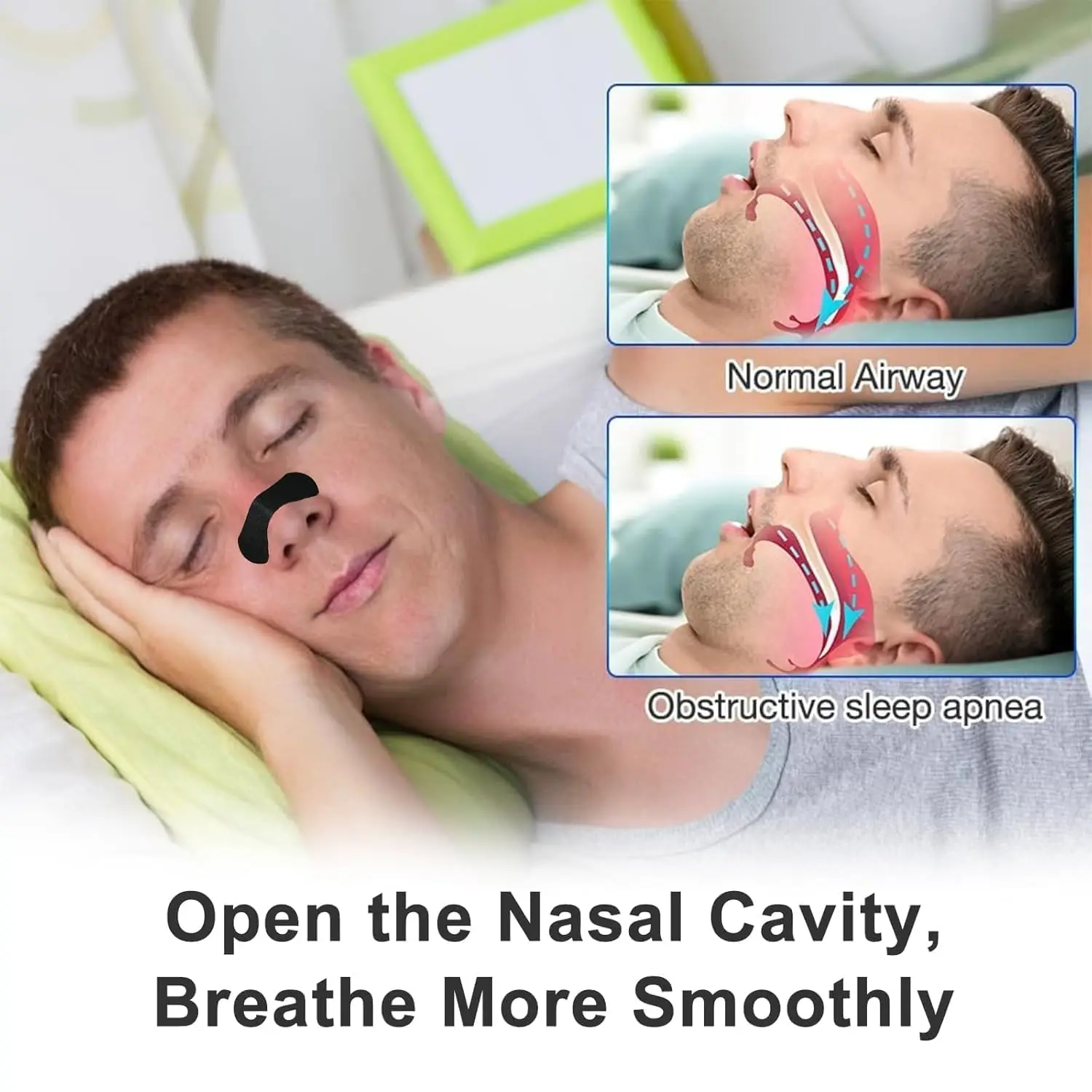 Anti Snoring Nasal Strips for Sleep, Drug-Free Nose Congestion Relief & Better Breathing, Breathable Adhesive Strips to Open Airways, Comfort Fit for Sports, Cold & Snore Relief