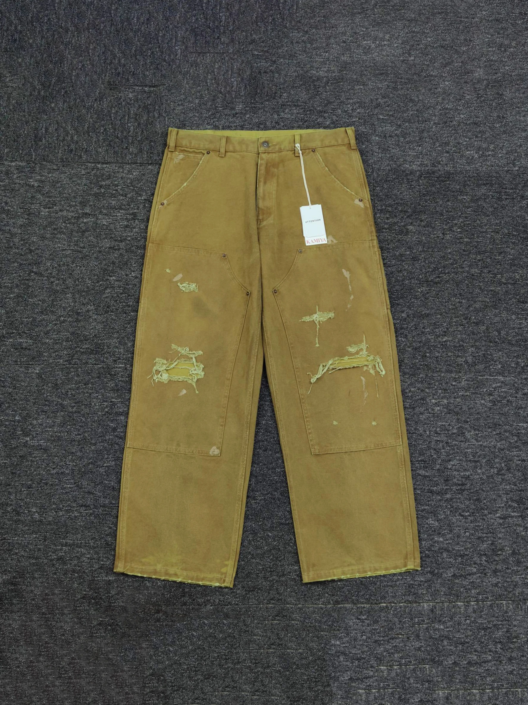 

Полностью правильные брюки-карго для тяжелой промышленности KAMIYA Boro Painter, потертые брюки для лесозаготовок