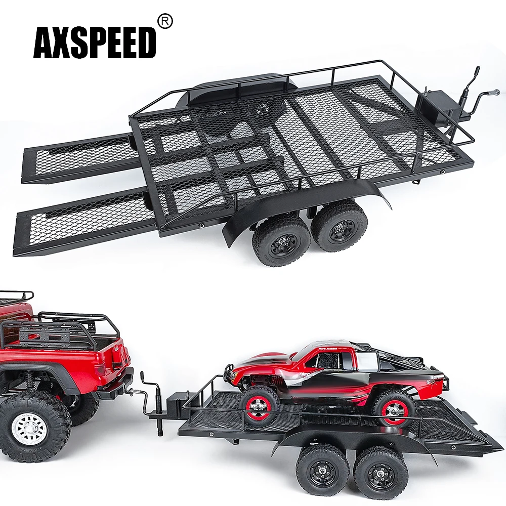 AXSPEED Simulation Metal Alloy RC Trailer Hopper Frame with Wheels for TRX-4 TRX4 Axial SCX10 D90 CC01 1/10 RC Car Parts