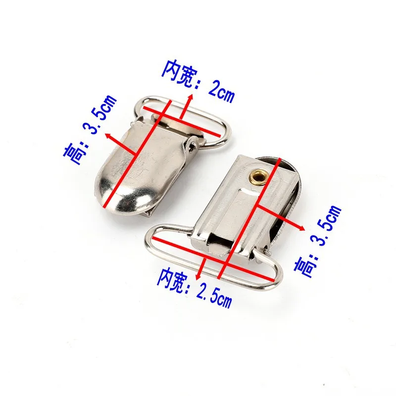 20pcs DIY Silver Metal Peach Heart Suspender Braces Clips Holder Plastic Teeth Metal Pacifier Clips