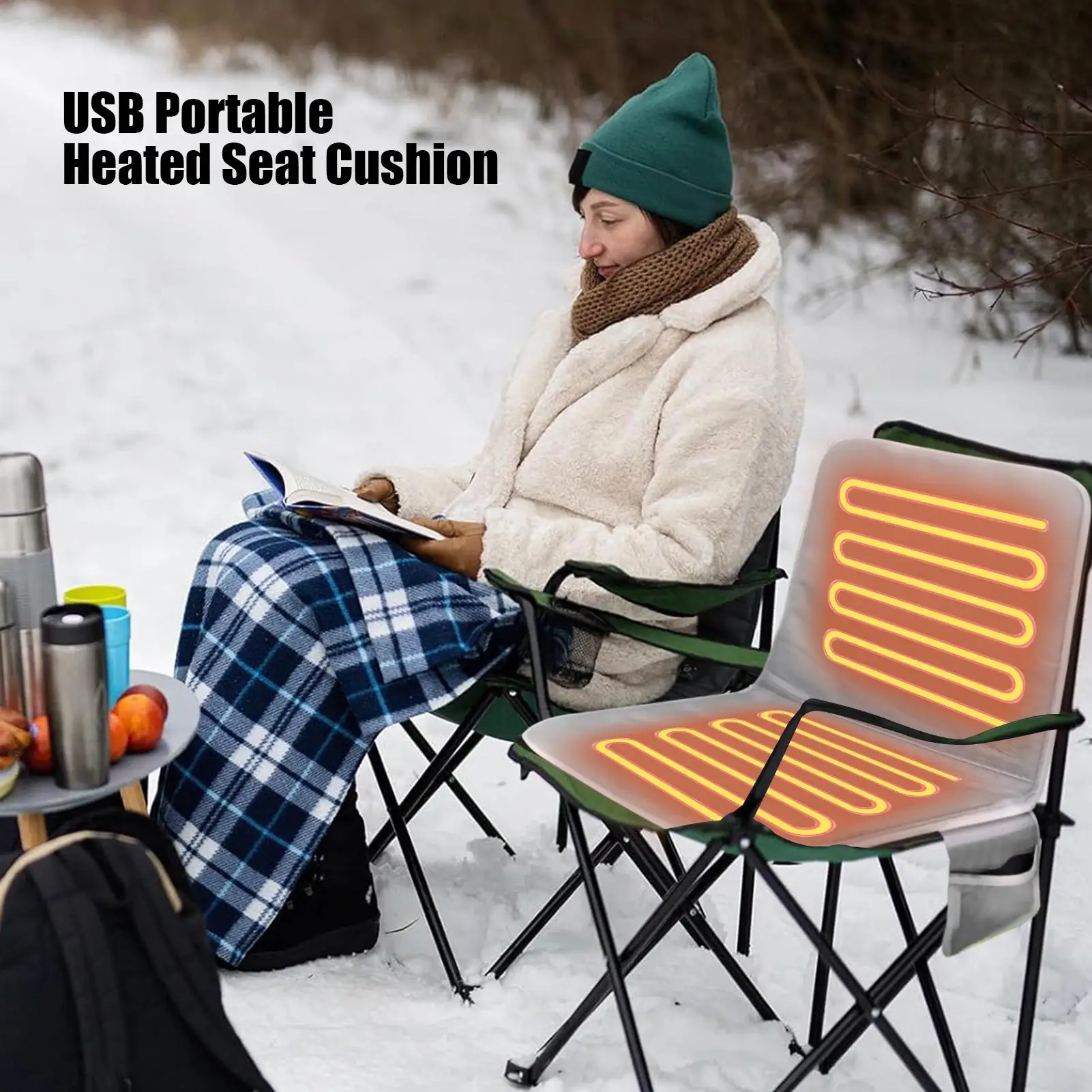 Heated Seat Cushion Plug-in Foldable Electric Heated Seat Cushion For Bleachers For Cold Weather Women Men Adults Seniors Long