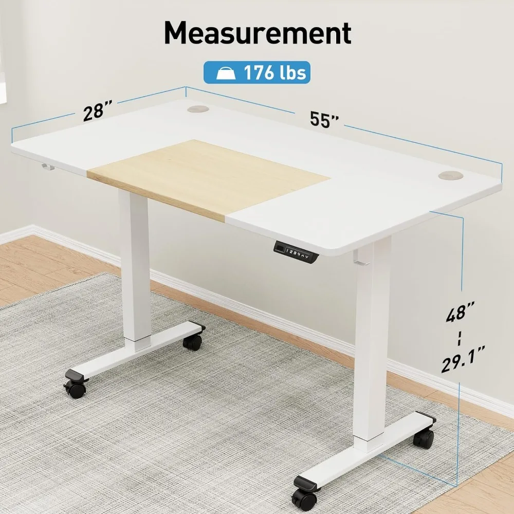 Inches Electric Height Adjustable Standing Desk, Sit Stand Desk with Memory Controller, Ergonomic Stand Up Desk for Home Office