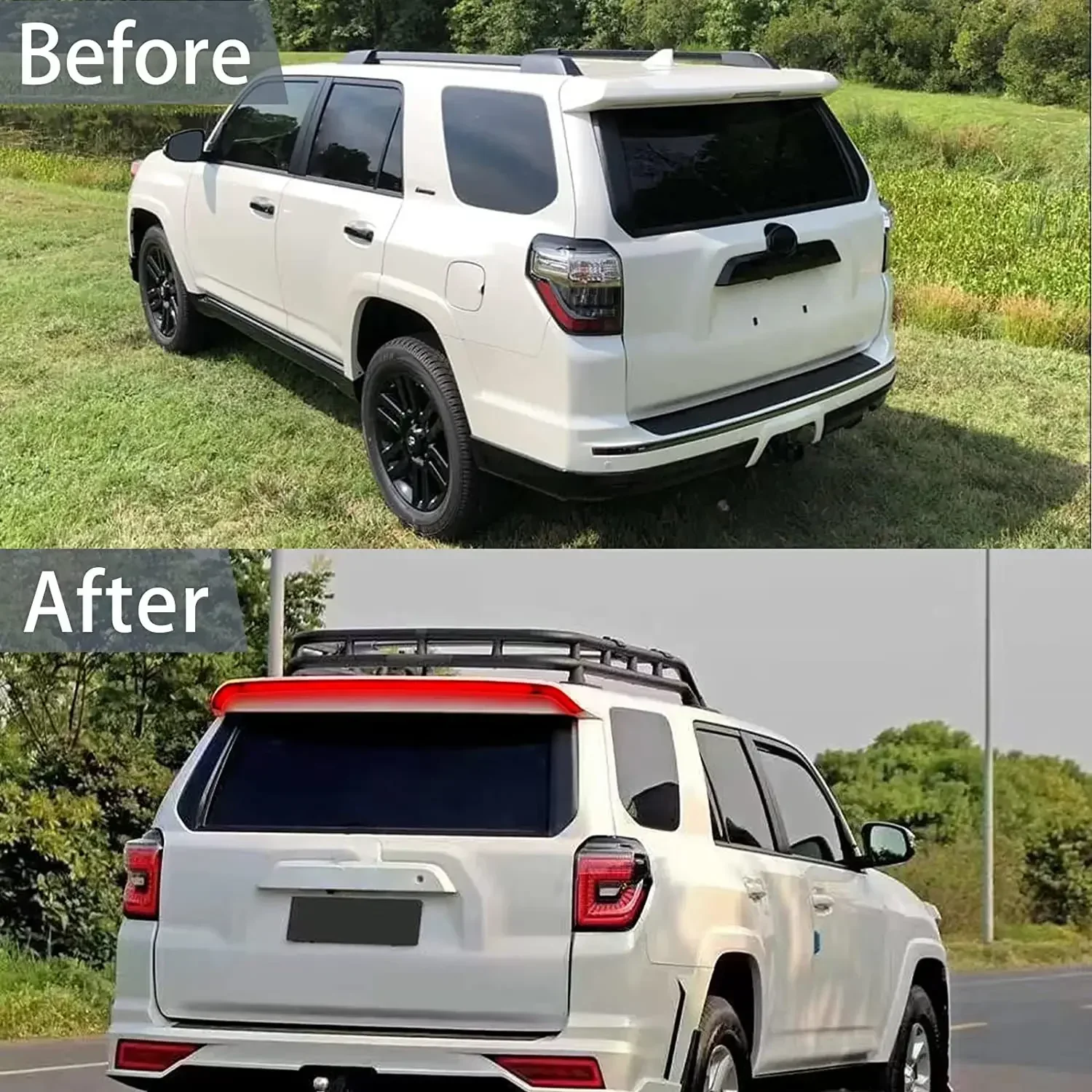 STLFRear roof Spoiler for 2010-2022 Toyot 4Runner Rear Spoiler W/ High-Position Brake Lights Turn Signals