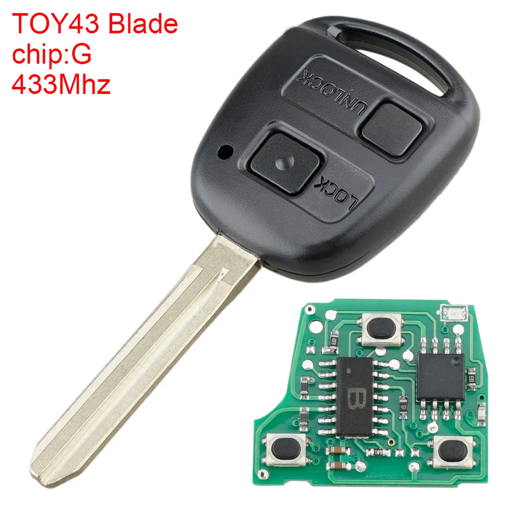 

2 Buttons Car Remote Key Fob Case Shell Fit for Toyota Kluger Avensis Tarago Prado 2003-2010 433Mhz Key Cover G Chip TOY43 Blade