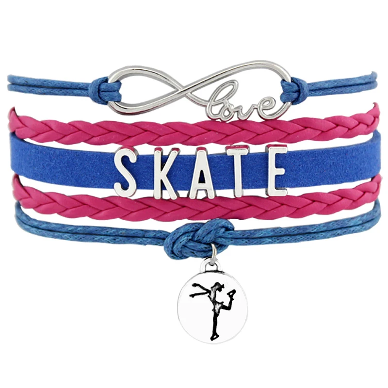 Figure Skating Skate Bracelets Infinity Love Sport Charm Handmade Jewelry Women Girl Drop Shipping Gift