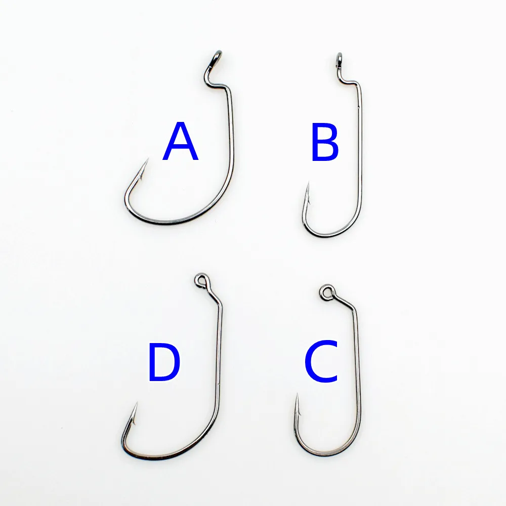 50pcs or 100pcs Soft Baits Offset Fishhook Bass Barbed Carp Fishing Hook For Soft Bait set