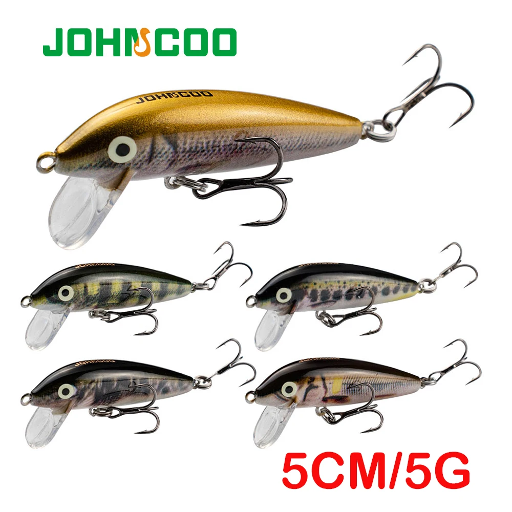 JOHNCOO 5cm 5g Tonące woblery Minnow Przynęty wędkarskie Przynęta na pstrągi i twarda przynęta Jerkbait na okonie