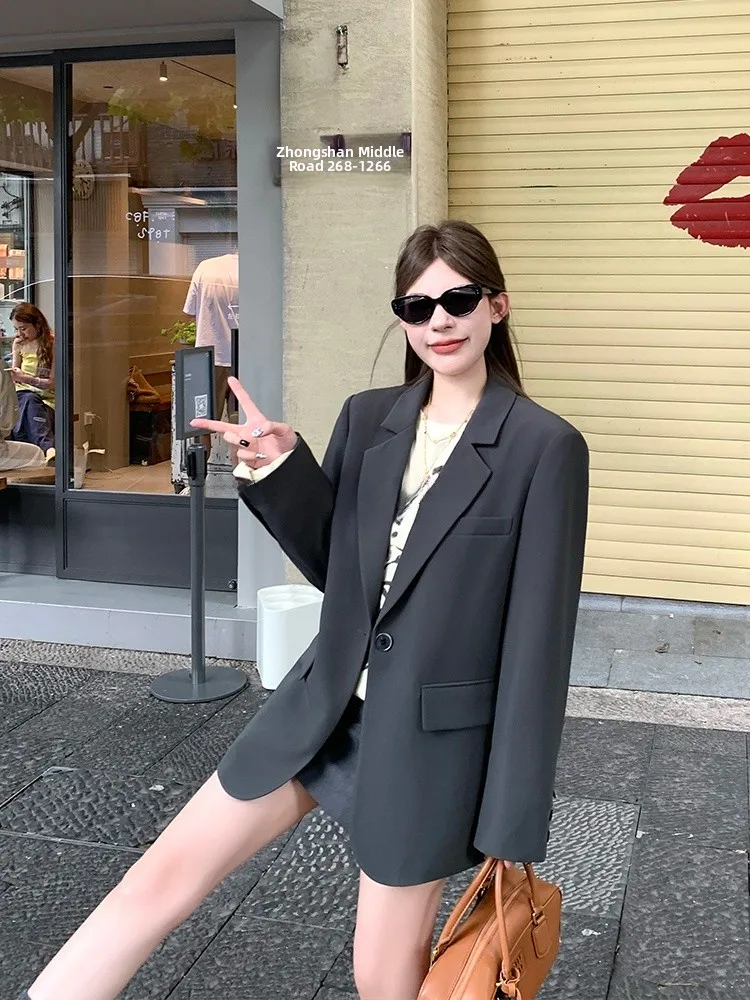 Giacca Casual Monopetto da Donna: Design Sensuale, Vestibilità Ampia, Sensazione di Lusso, Ideale per il Pendolarismo, Maniche Lunghe, Tinta Unita