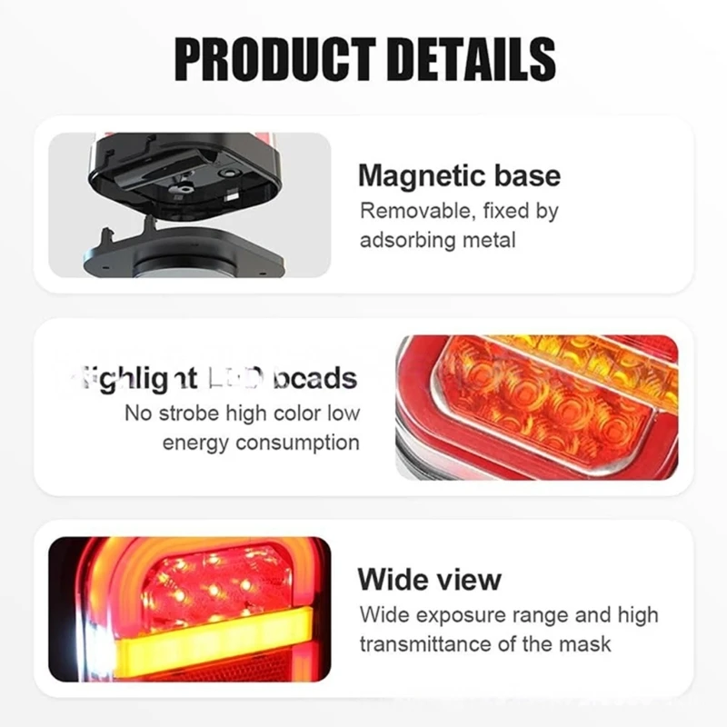  Energy Efficient LED Stop Turn Tail Lights with Integrated License Plate Light LED Trailer Light for Heavy Duty Vehicles