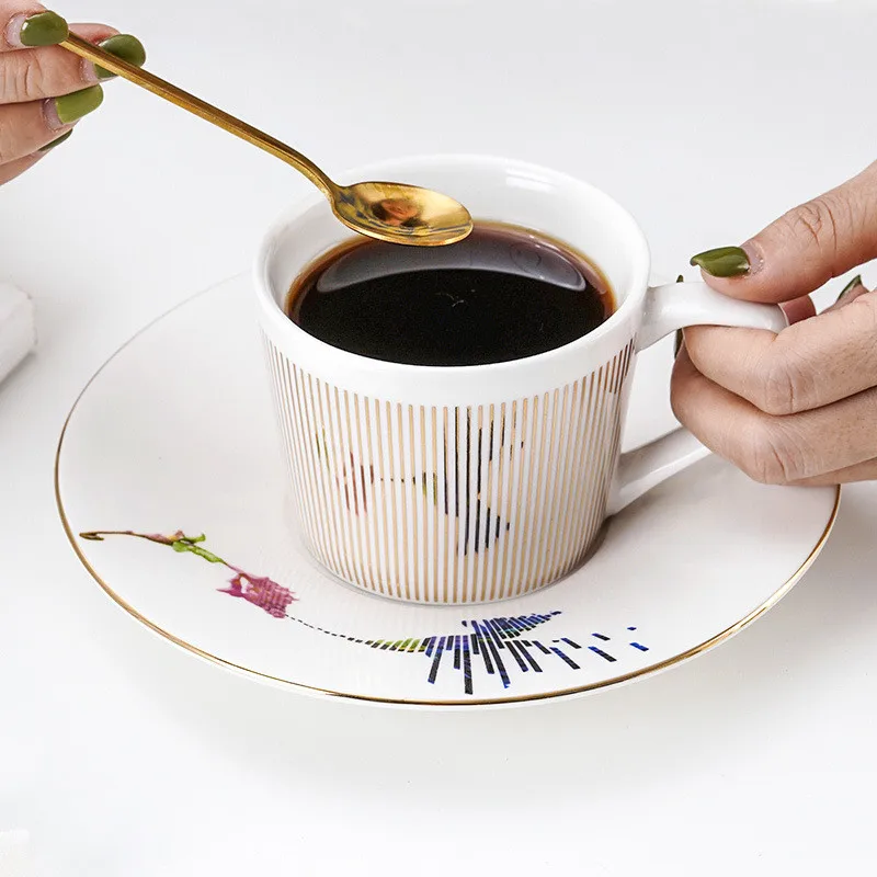 Taza de reflexión dinámica creativa, Taza de cerámica, té, café, platillo, cuchara, cosas extrañas, regalos creativos para amigos y padres