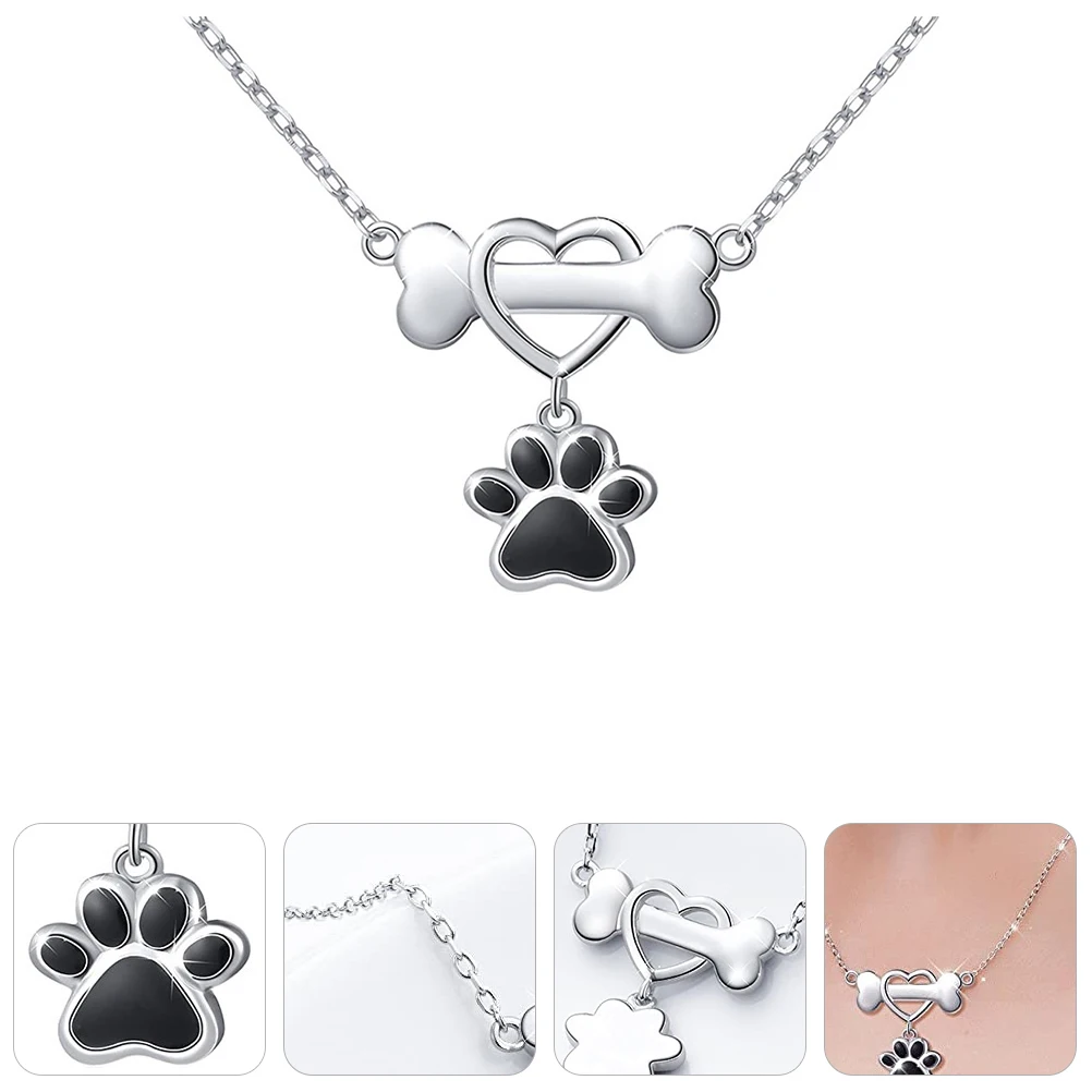 

1pc Silver Heart Dog Paw Necklace for Women Lovely Charm Fashion Jewelry Gift Idea Wedding Party Accessories Trendy Pendant