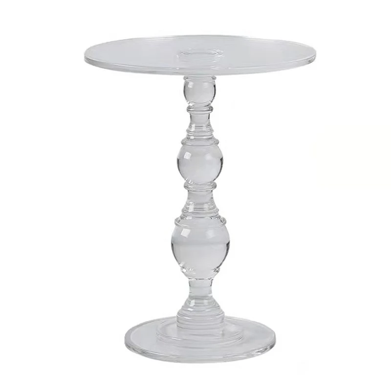 Full Clear Acrylic Coffee Table Classic Round Carved Plexiglass Side Table Traditional Acrylic Furniture