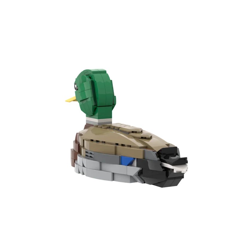 Small particle building block MOC animal bird bird green head teal children assembled toy model birthday gift