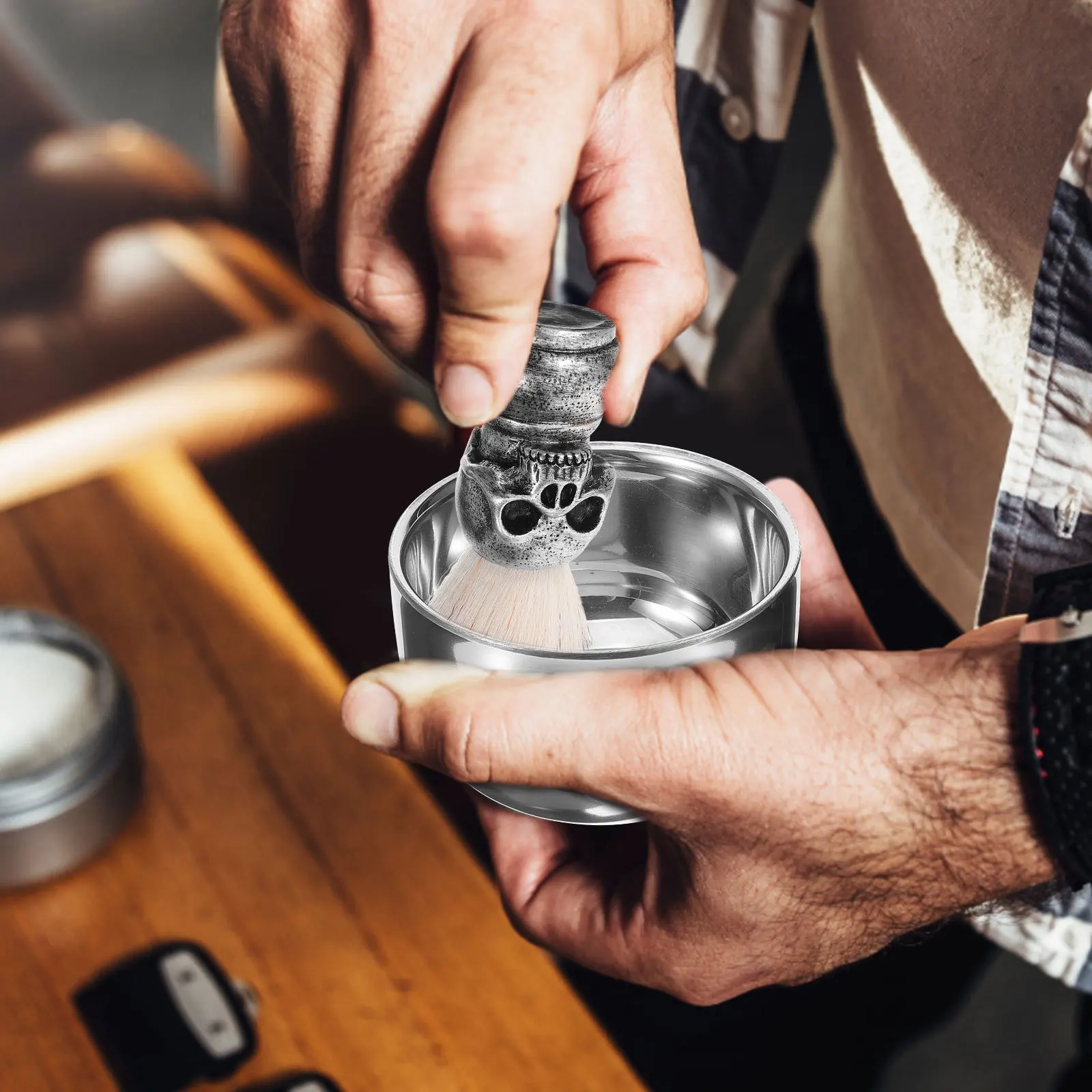 

1 Set Brush Bowl Set For Men Portable Foaming Shaving Bowl Durable Beard Brush Shaving Accessories Home Barber Shop