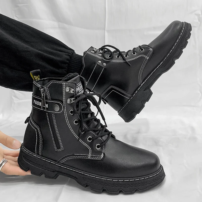 أحذية قطنية شتوية جديدة مقاومة للبرد ودافئة أحذية عالية الجودة للخروج أحذية جلدية غير رسمية أحذية الثلوج أحذية العمل العصرية