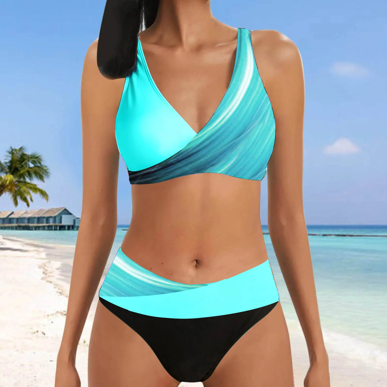 Costume da bagno bikini a due pezzi per donna Estate sexy tankini patchwork multicolore costume da bagno bikini sexy per le vacanze costumi da bagno estivi