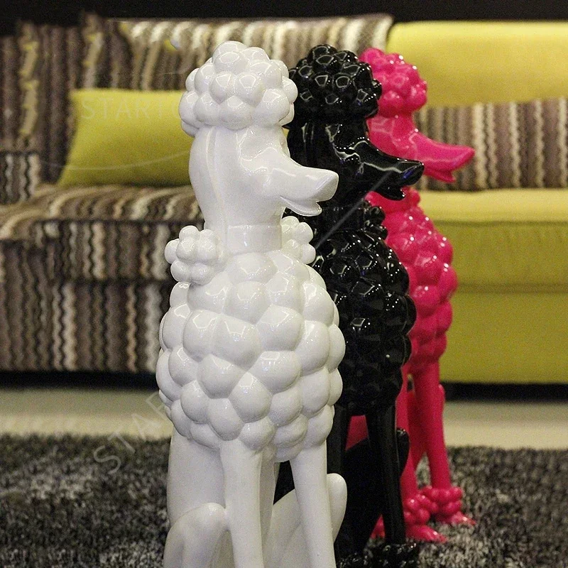 Poodle Dog Sculpture, Animal Dog Statues, Nordic Room Decoration, Creative Artwork Ornaments, Home Crafts Floor Decor,Customized