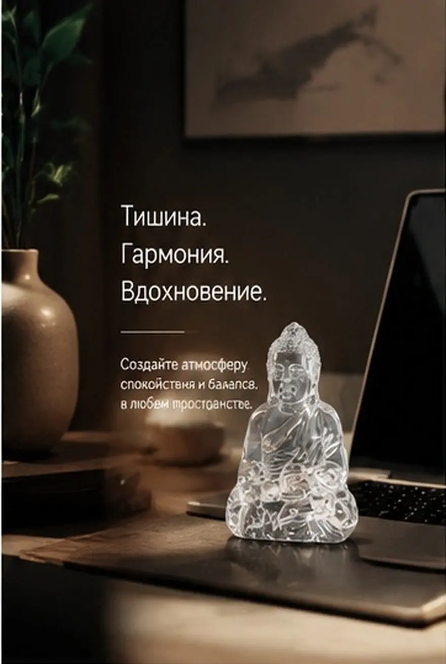 Statue minimaliste de Bouddha en cristal, décoration zen pour la maison, le bureau, l'entrée, l'étagère, ambiance paisible, esthétique chinoise