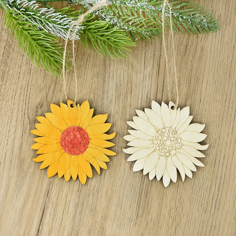 Fleur en copeaux de bois naturel inachevé, accessoires de bricolage, ornements artisanaux, décoration de mariage de Pâques, blanc, 10 pièces