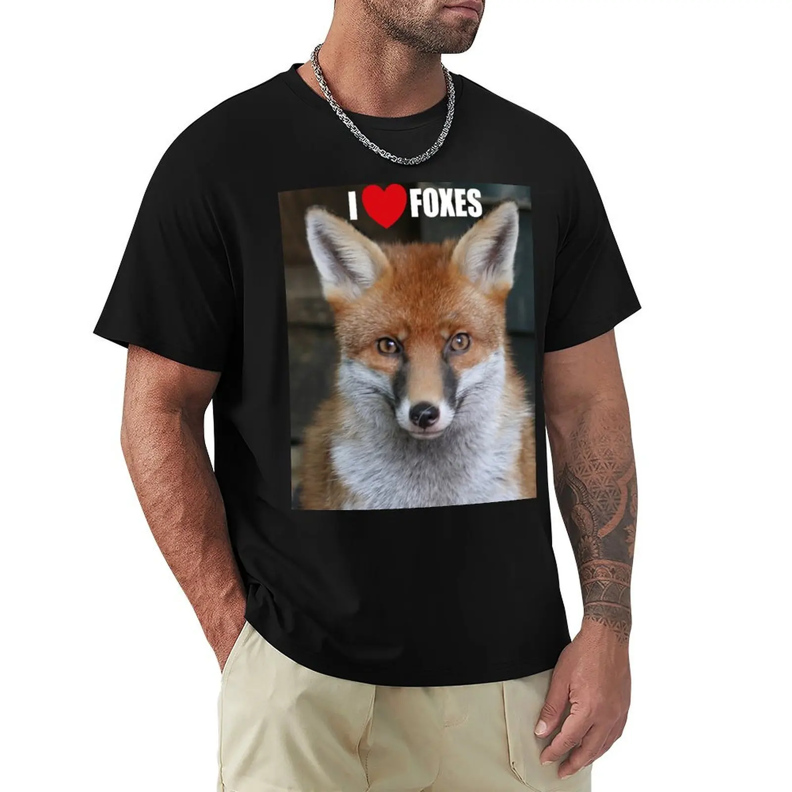 The Elegant Fox - I Love Foxes T-Shirt anime anime clothes slim fit t shirts for men