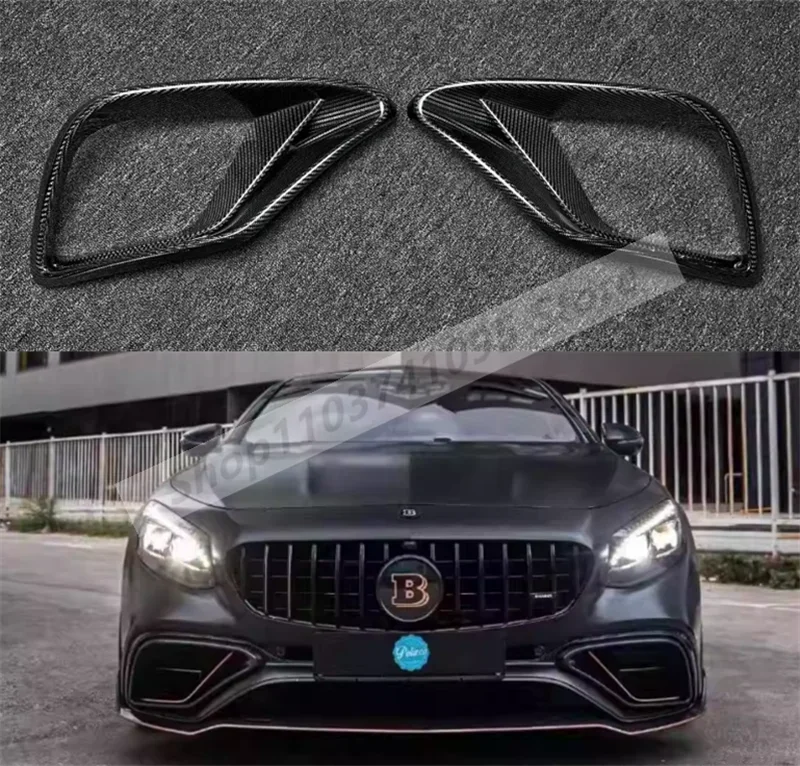 Forged Carbon Fiber Front Bumper Spoiler Fog Lamp Air Vent Outlet Cover For Mercedes- Benz W217 C217 S Coupe S63 AMG 2018-2023