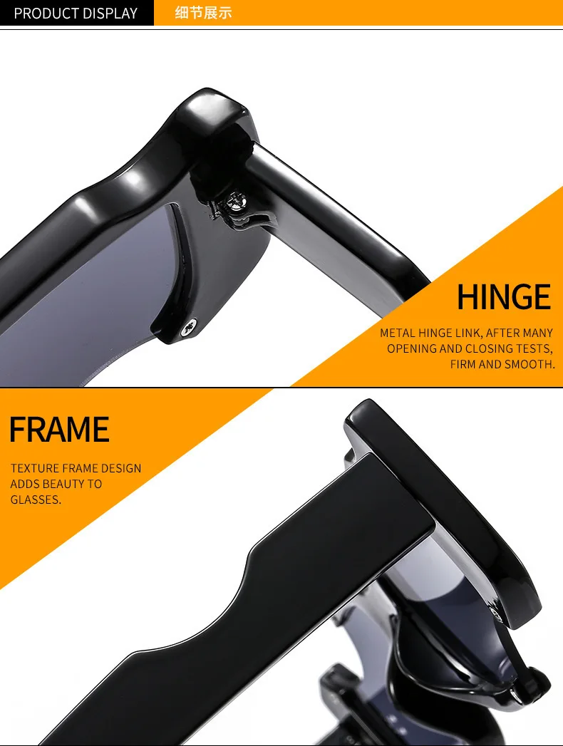 Hip Hop Quadratische Sonnenbrille Frauen Männer Off Notch Loch Design Weiße Sonnenbrille Blau Damen Vintage Brillen UV Schutz – Detail 13
