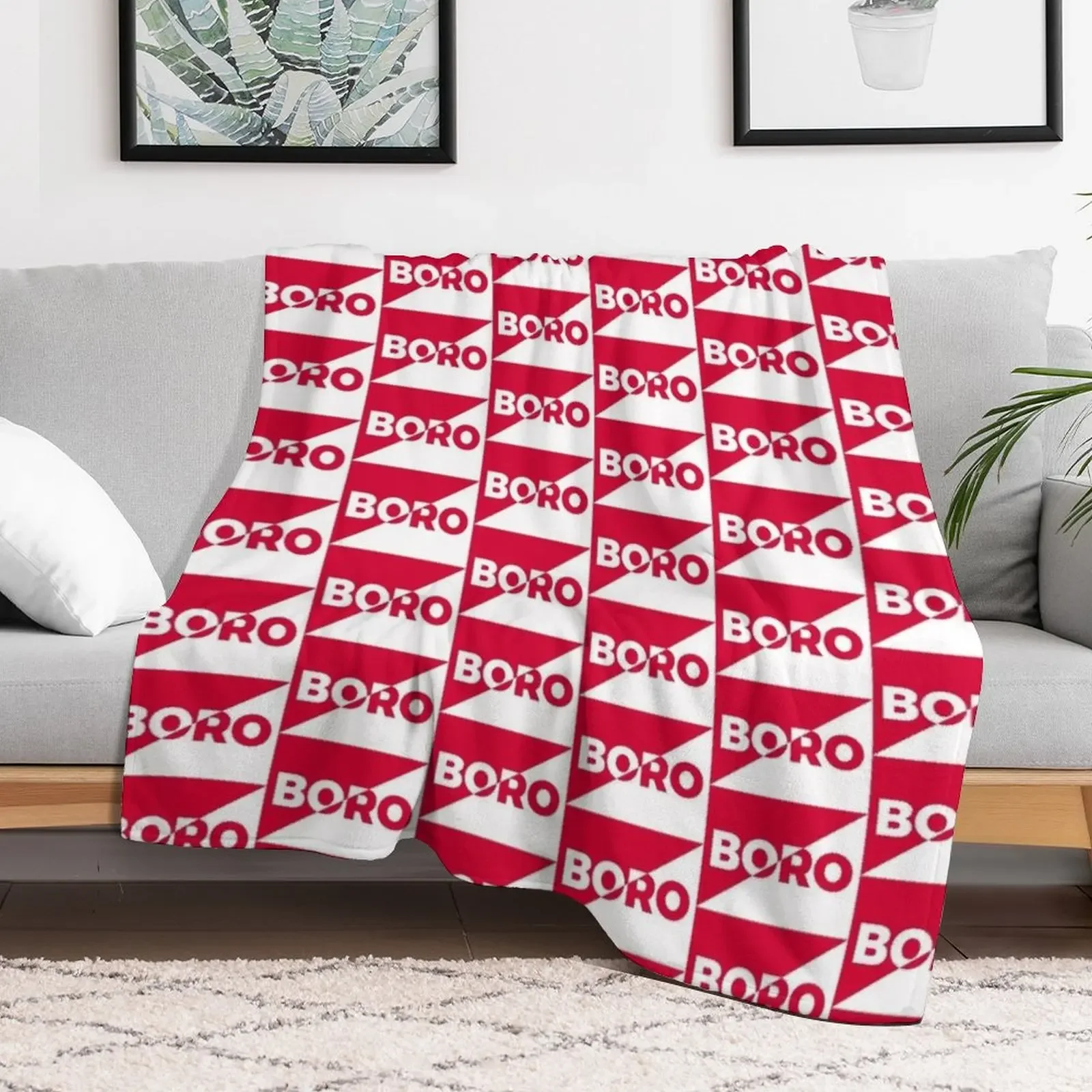 Middlesbrough Football Club - Boro Diagonal Throw Blanket Cozy Microfiber Throw Blanket for Home Bedroom