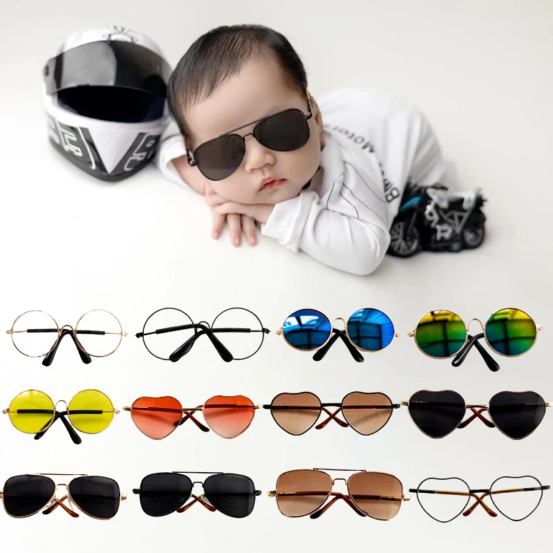 

Baby Glasses Newborn Photography Accessories Baby Girl Boy Flat Glasses Photo Props Infant Heart Shape Eyeglasses Studio Shoot