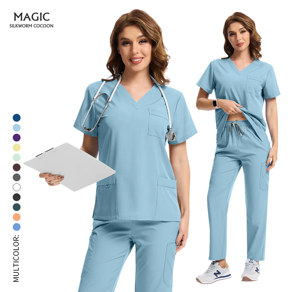 

Unisex Dental Medical Workwear Short Sleeved Pharmacy Nurse Uniforms Multicolor Hospital Doctor Scrubs Sets Vet Surgery Uniforms