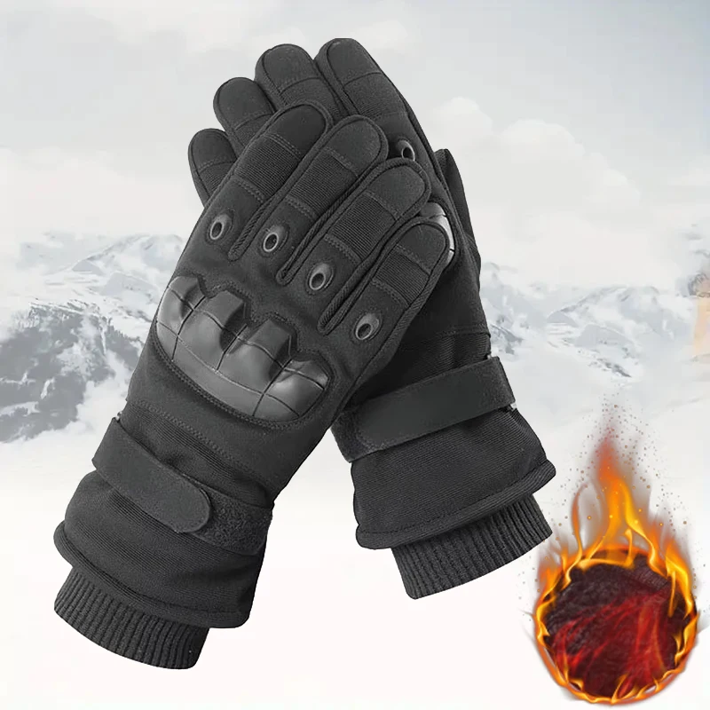 

1Pair Winter Motorcycle Gloves Outdoor Hunting Protection Mountaineering Skiing Full Finger Gloves Enhanced Grip and Comfort