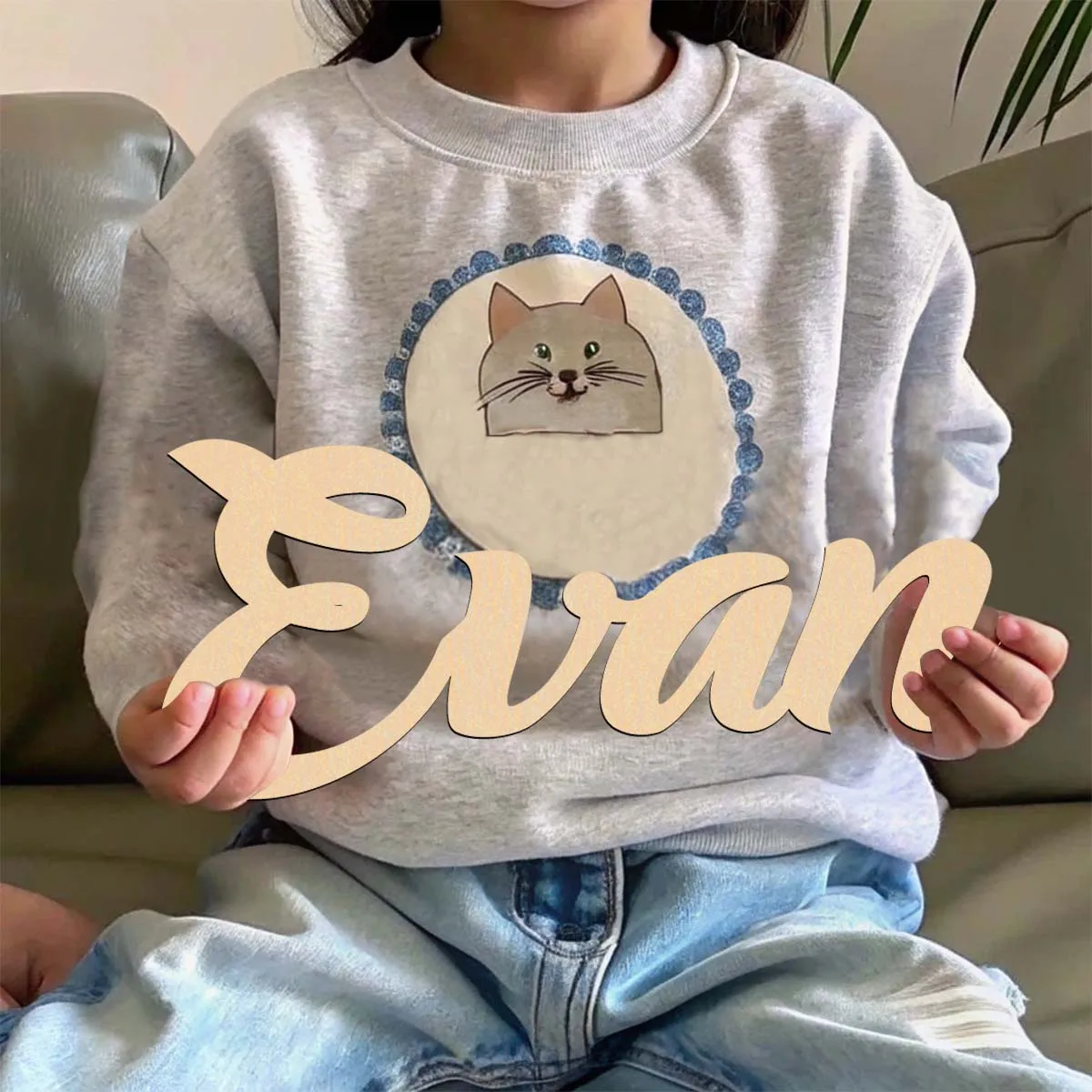 1pc Creative Evan example Customizable Name Laser-Cut Sign Wooden Decor Wooden Plaque Durable Outdoor Sign