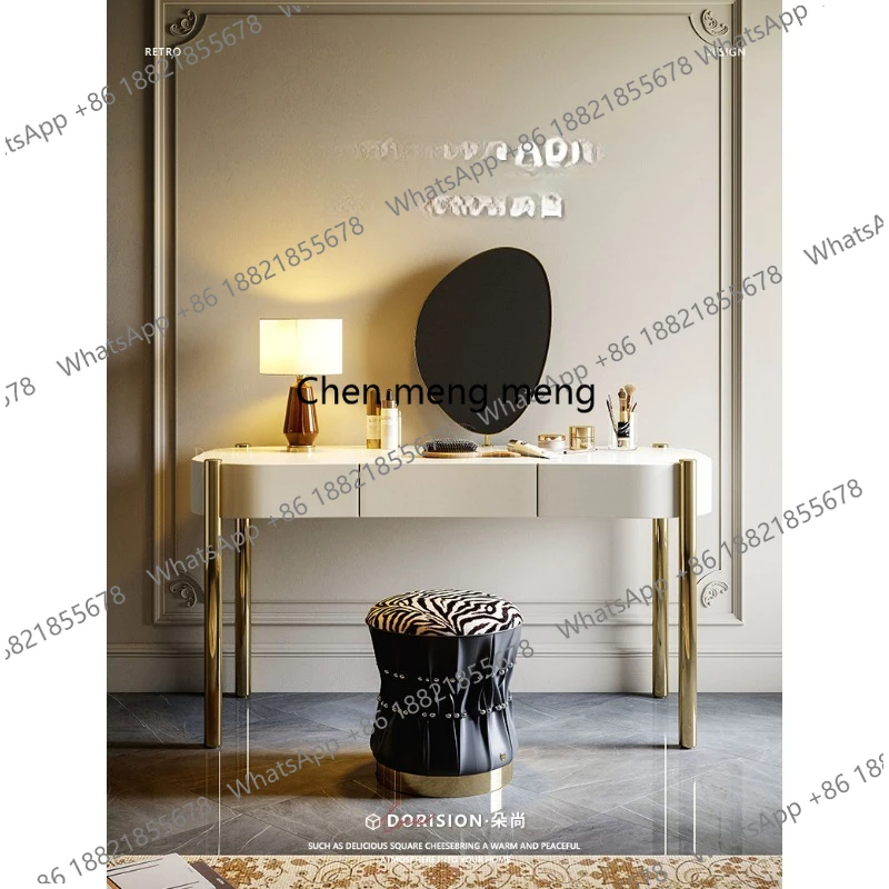 

Современный туалетный столик в стиле лайт-люкс, новый туалетный столик из массива дерева, прикроватный столик для спальни, премиальный столик для макияжа