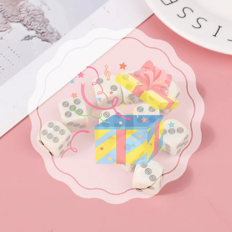 Conjunto de dados d6 de 6 lados, cantos redondos, 16mm, acrílico, marfim, para jogo de tabuleiro, entretenimento, cubos de festa, acessórios mahjong, com 10 peças