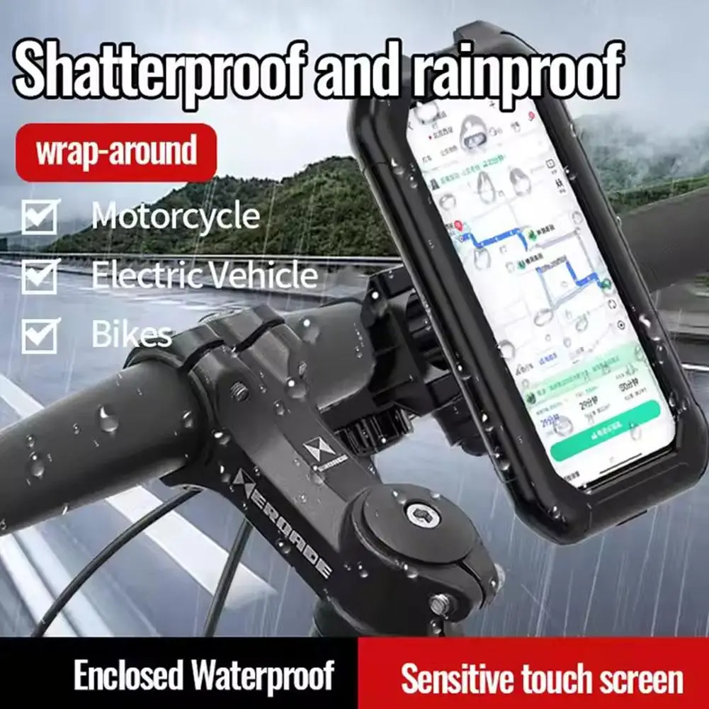 Waterproof Motorcycle Portable Mobile Phone Holder GPS 360° Bicycle Adjustable Universal Motorcycle Navigation Holder Rotat I7W8