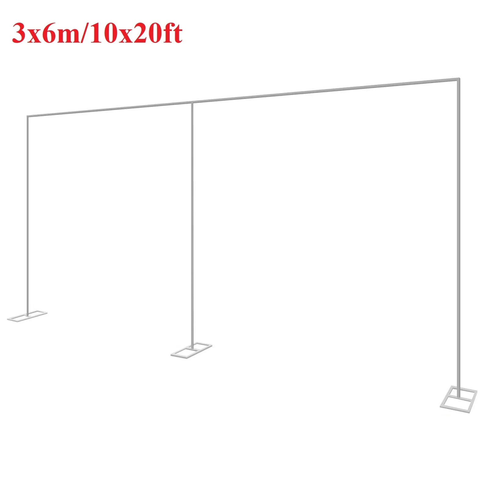 3x6m/10x20ft Metal Wedding Arch Stand Heavy Duty Photography Backdrop Curtain Frame Balloon Flower Decoration Rack Plant Support