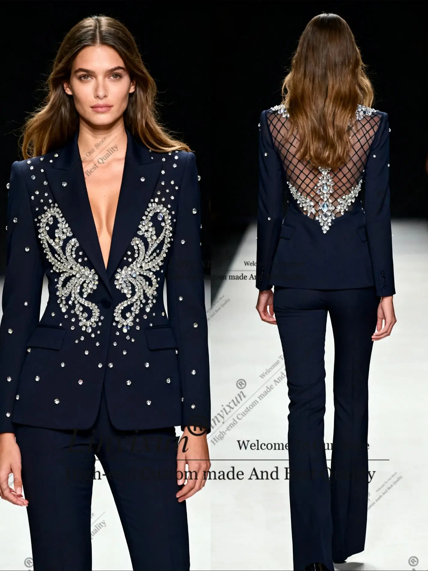 

Unique design Temperament Of Bride Dresses Customized Luxury Breasted Women Suits Banquet Party Tuxedo костюм женск