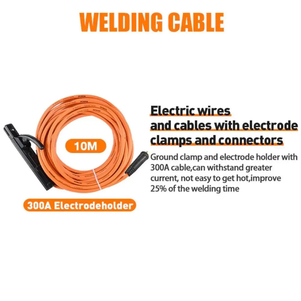 10 Meters Welding Cable Set 300 a Power with Electrode Holder Universal Welding Cable Orange with Connector Welding Wire Cable