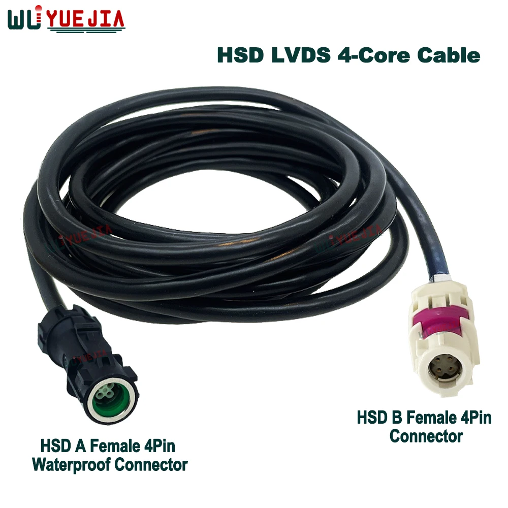 HSD LVDS 4-Core Cable HSD A Female 4Pin Waterproof to HSD B Female 4Pin Automotive High-Speed Differential Video Extension Wire