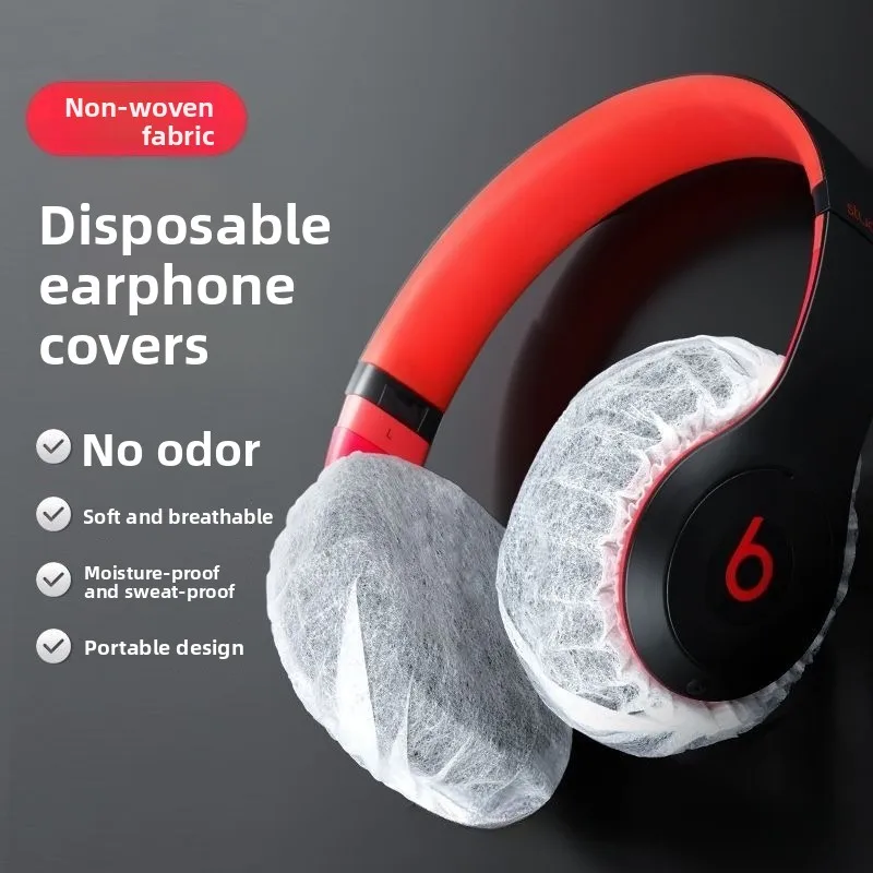 100Pcs Disposable Nonwoven Headphone Covers Breathable Germproof Odorless Moisture Proof Sweat Proof Portable for Large Earmuffs